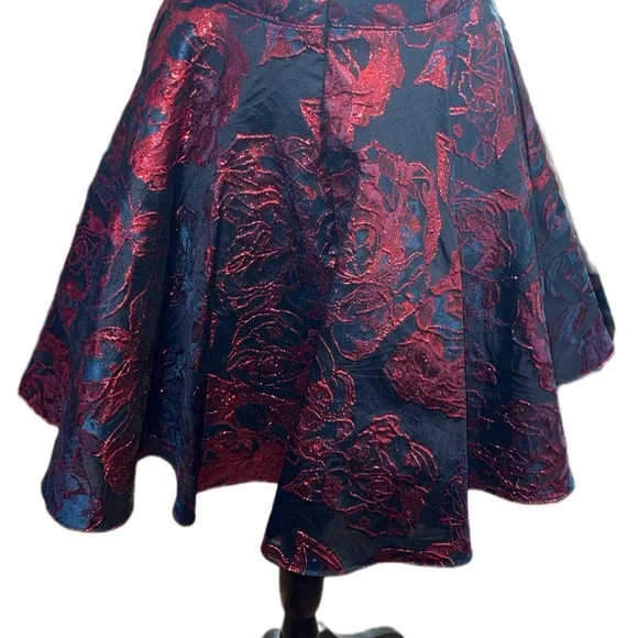 Alyce Paris Metallic Jacquard Fit & Flare Cocktail Dress Size 6 Blue & Red Prom - Picture 4 of 10